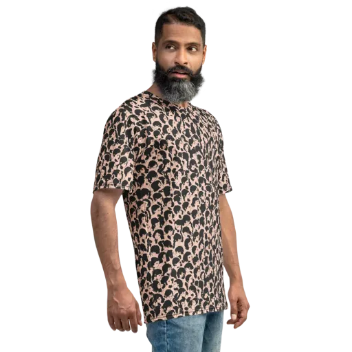 Many Faces on a Men's Crew Neck T-Shirt