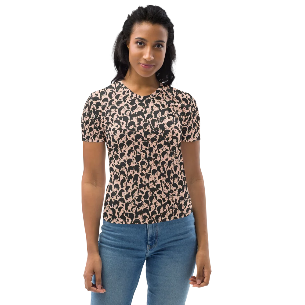 Many Faces on Women's Crew Neck T-Shirt — Back print