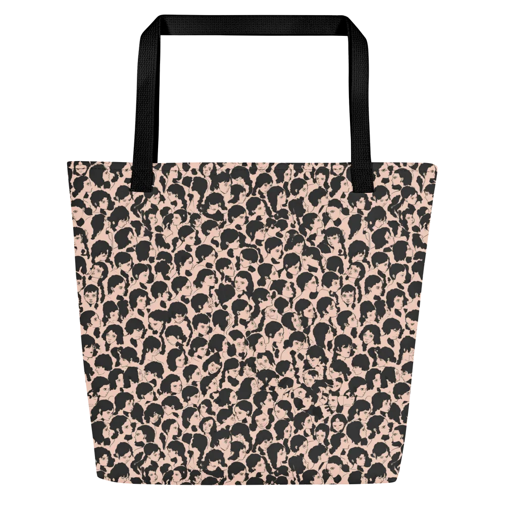 Many Faces on Large Tote Bag W/ Pocket — Front