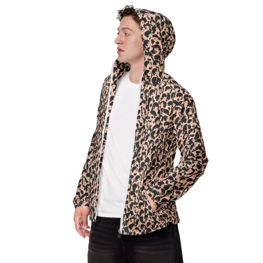 Many Faces on a Men's Windbreaker