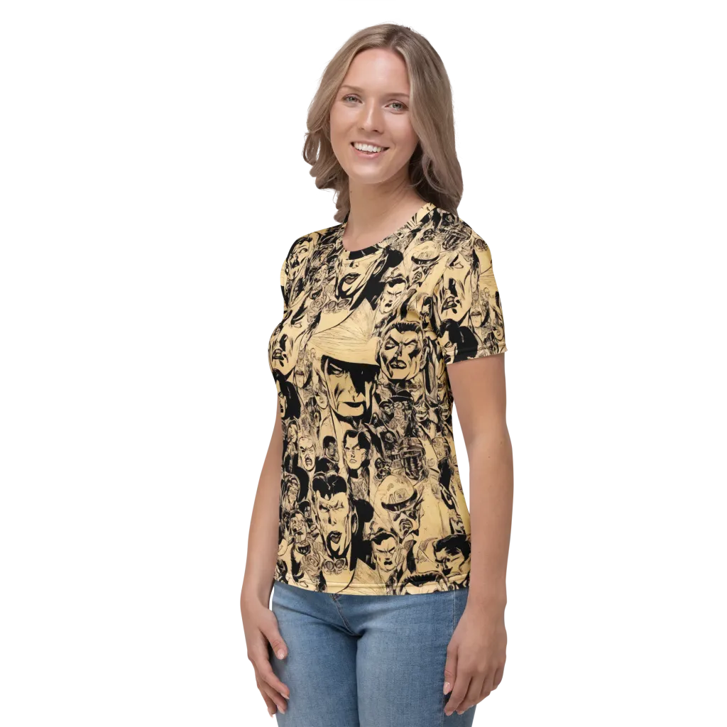 Ink Riot on Women's Crew Neck T-Shirt — Left sleeve