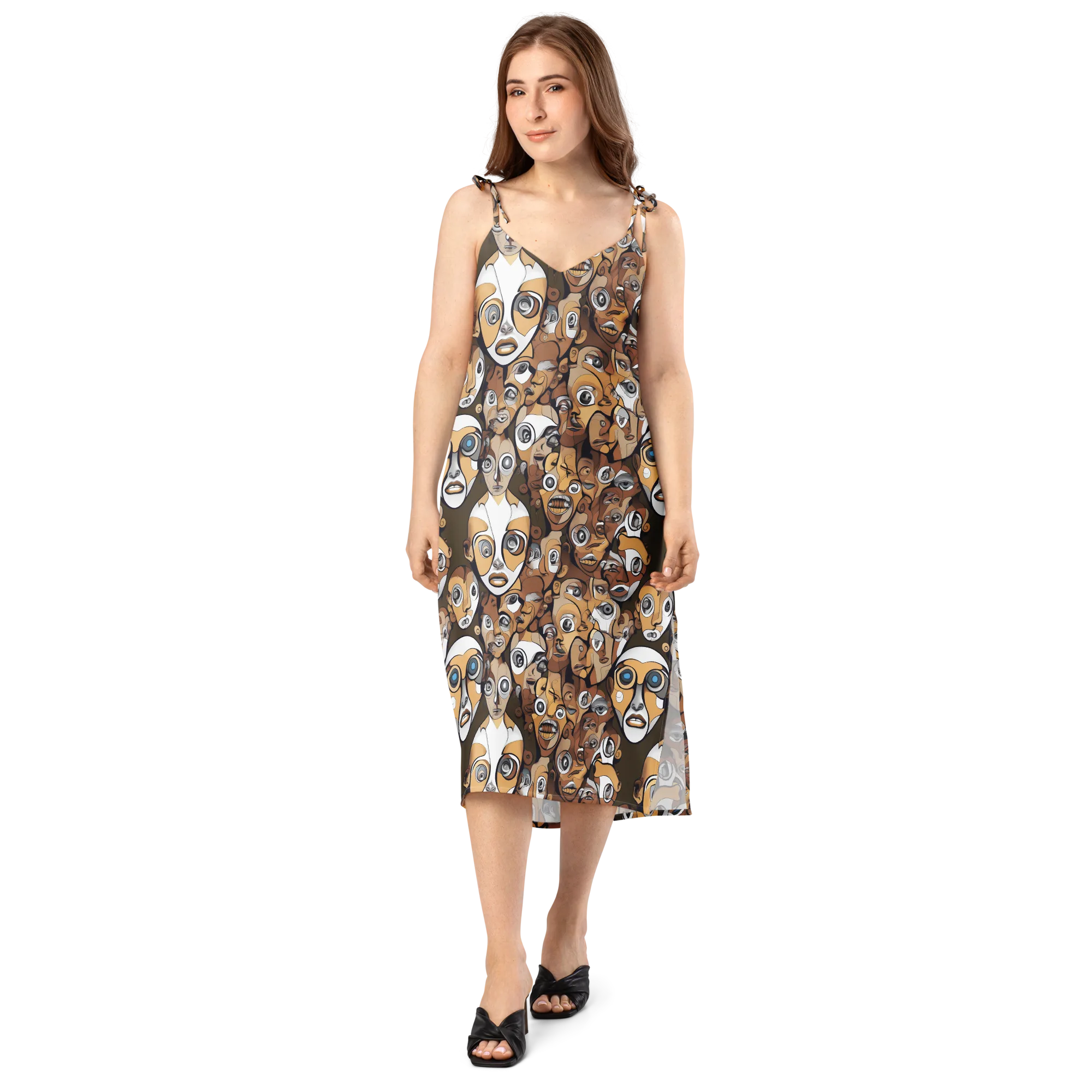 Many-eyed Masquerade on Slip Dress — Front