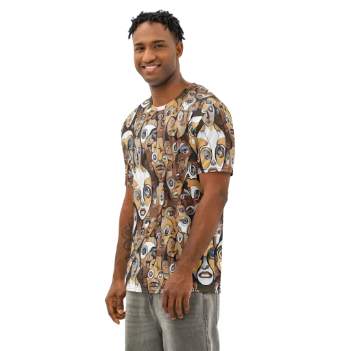 Many-eyed Masquerade on a Men's Cotton Crew Neck T-Shirt