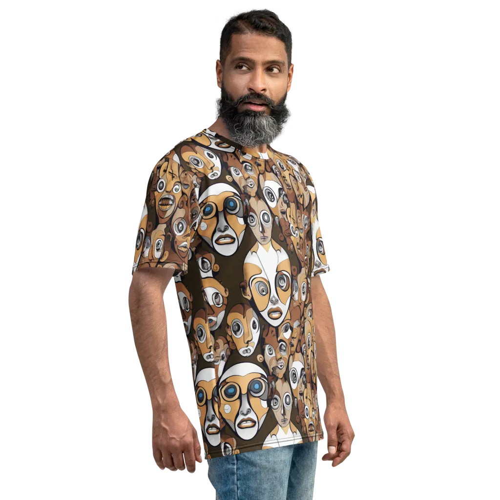 Many-eyed Masquerade on Men's Crew Neck T-Shirt — Right sleeve