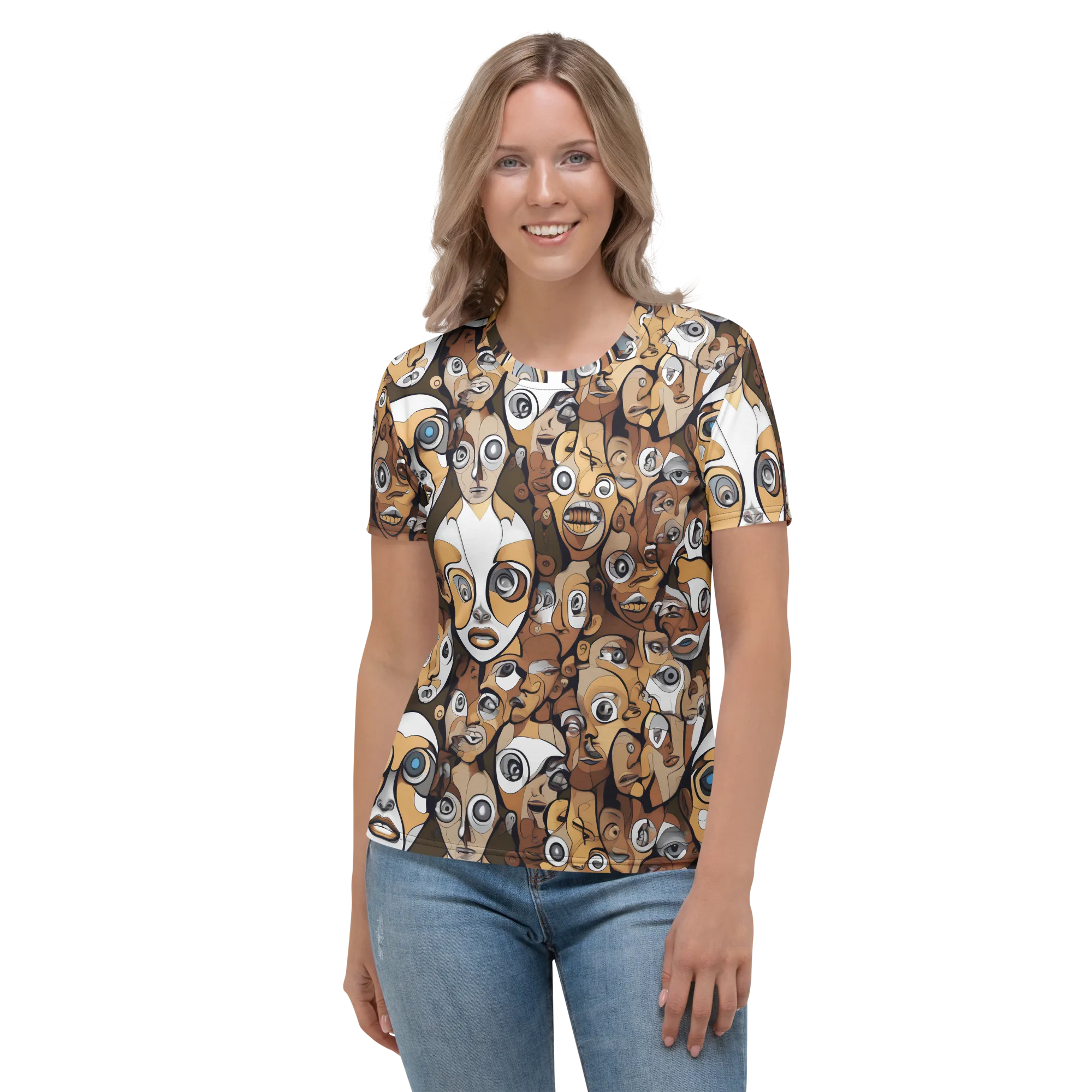 Many-eyed Masquerade on Women's Crew Neck T-Shirt — Front