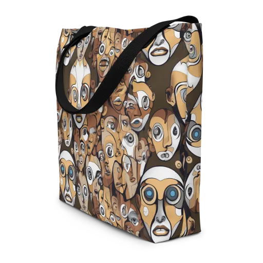 Many-eyed Masquerade on a Large Tote Bag W/ Pocket