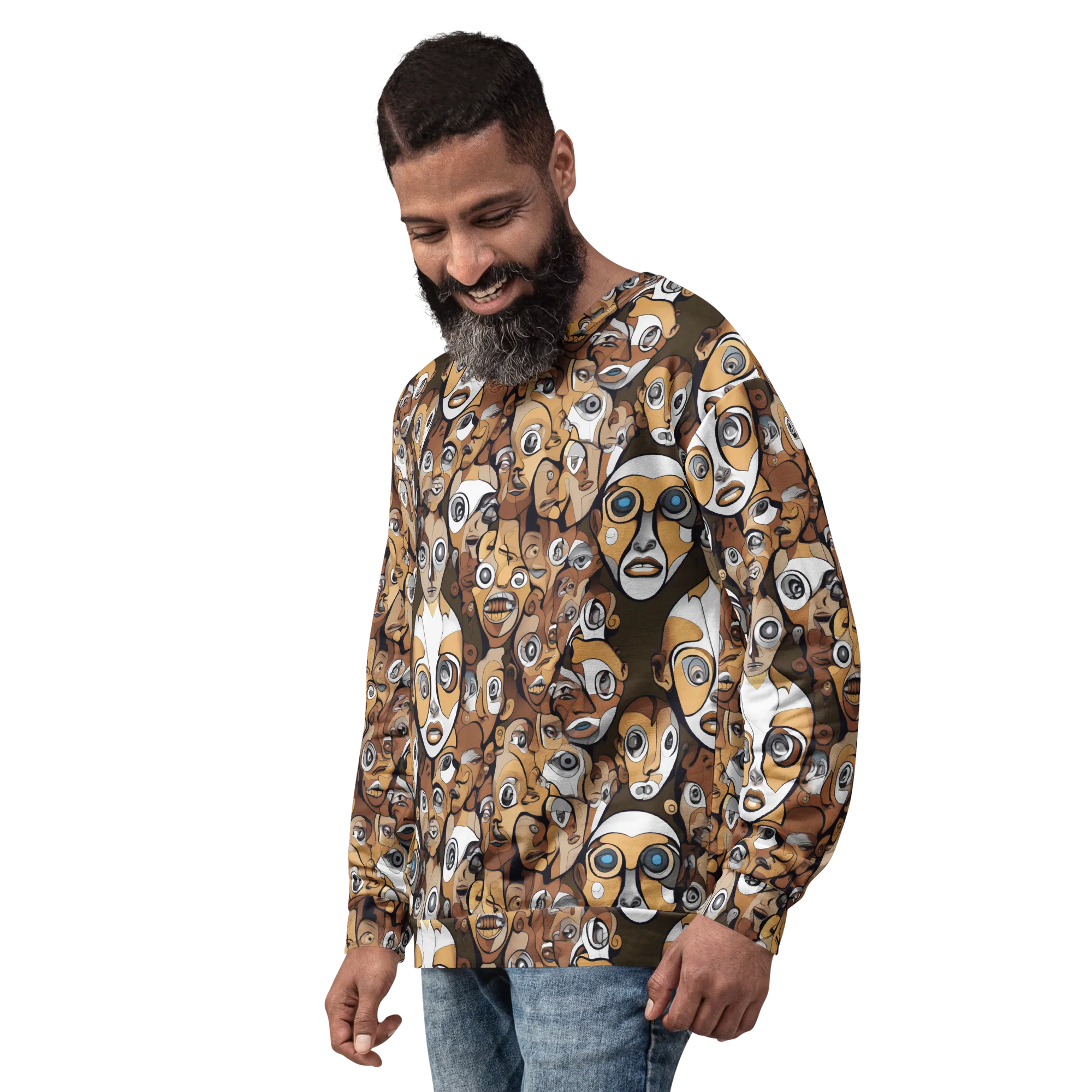 Many-eyed Masquerade on Sweatshirt — Left sleeve