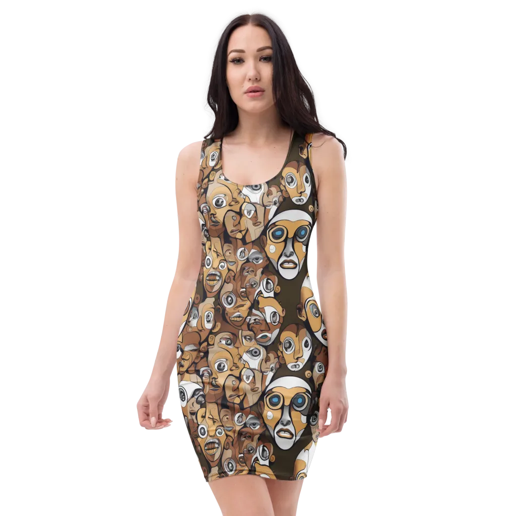 Many-eyed Masquerade on Bodycon Dress — Front