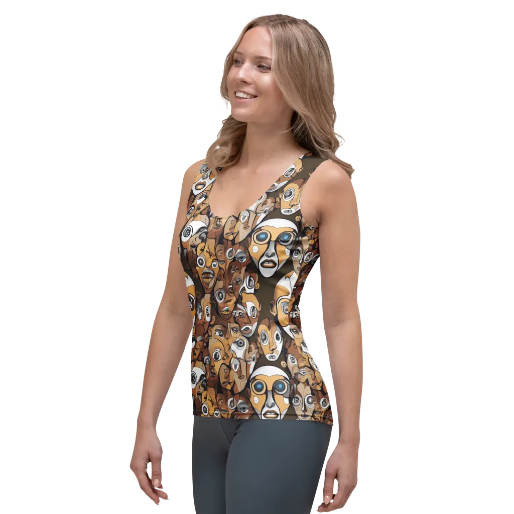 Many-eyed Masquerade on Women's Tank Top — Left Front