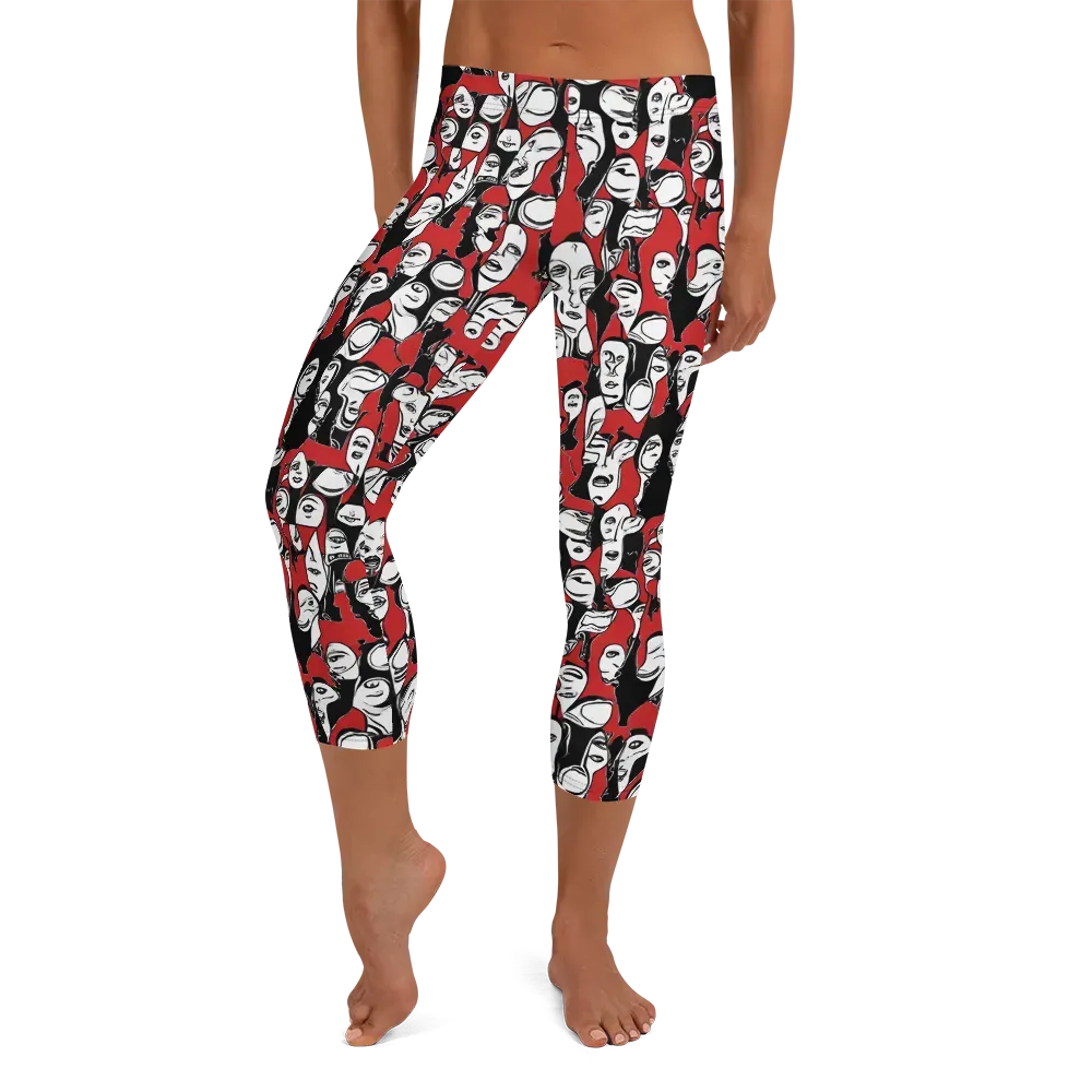 Crimson Chorus on Capri Leggings — Front