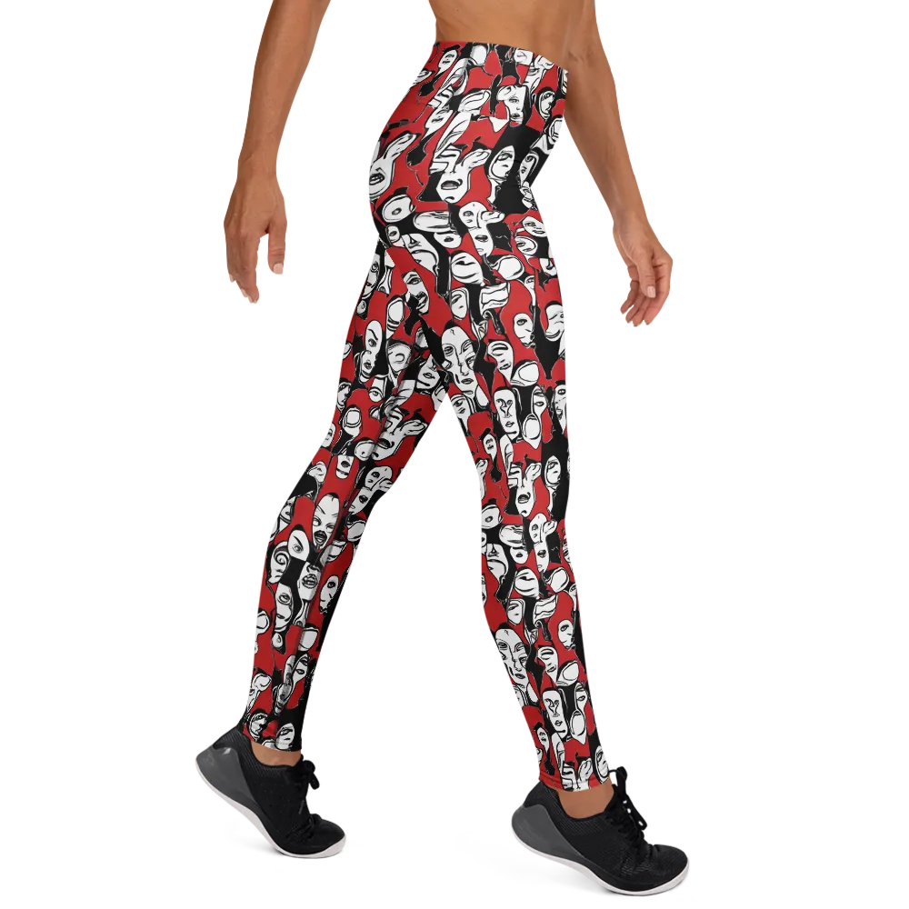 Crimson Chorus on Yoga Leggings — Front waist