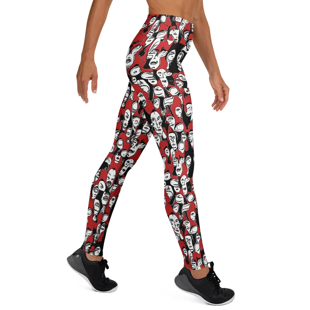 Crimson Chorus on Yoga Leggings — Front waist
