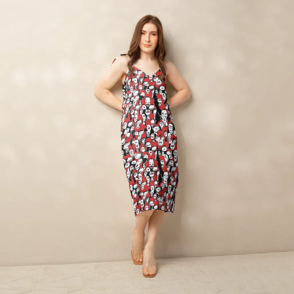 Crimson Chorus on Slip Dress — Back print