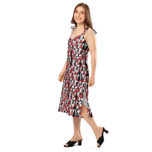 Crimson Chorus on a Slip Dress