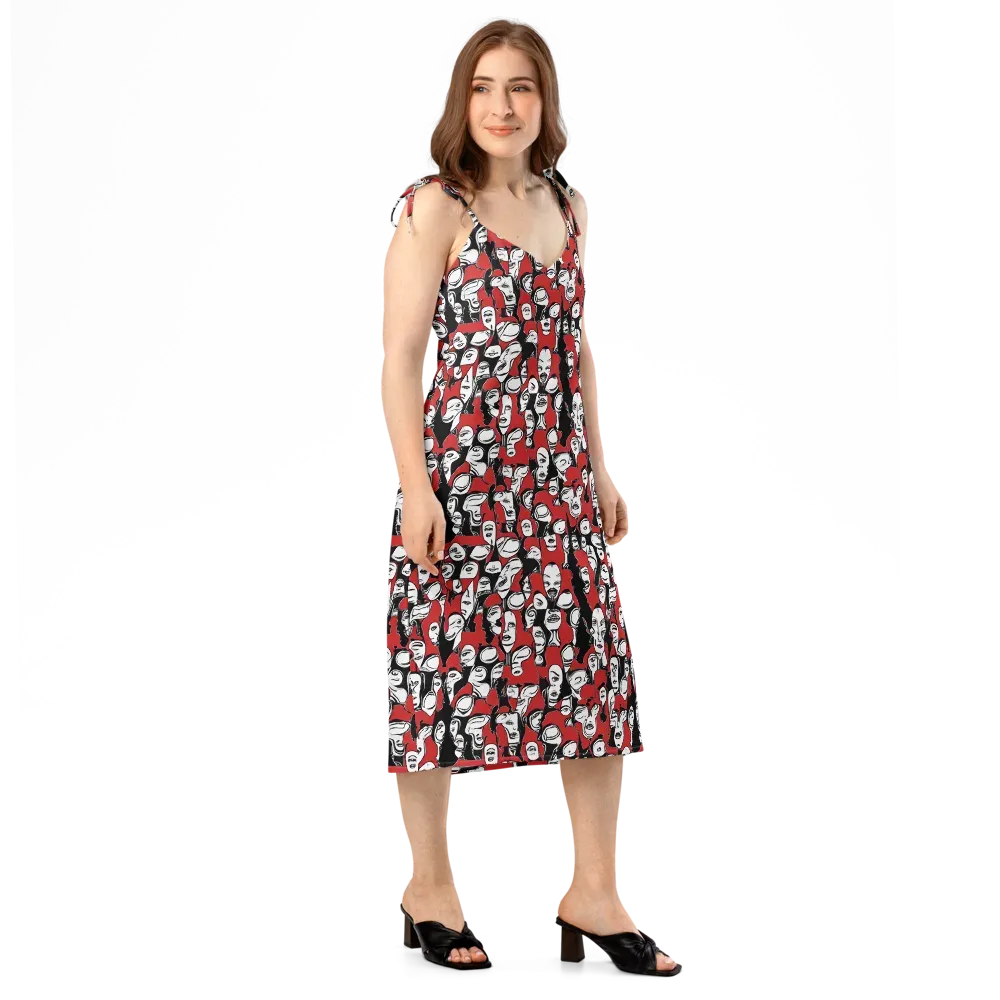 Crimson Chorus on Slip Dress — Right Front