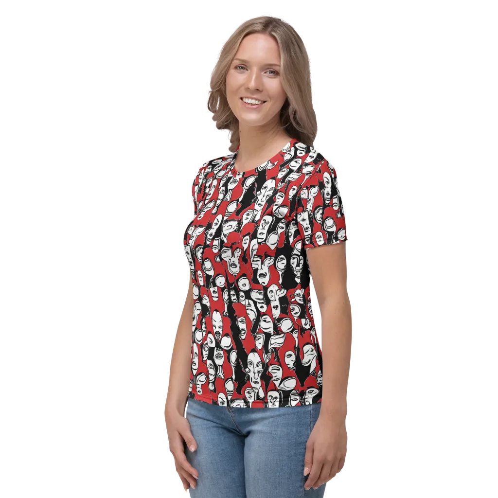 Crimson Chorus on Women's Crew Neck T-Shirt — Left sleeve