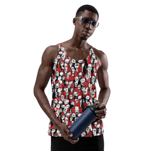 Crimson Chorus on a Men's Tank Top