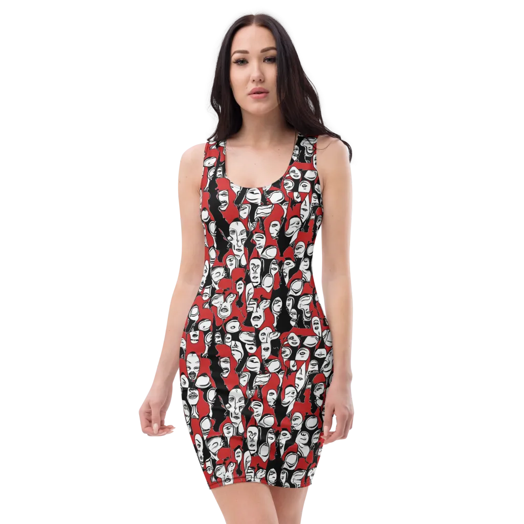 Crimson Chorus on Bodycon Dress — Front