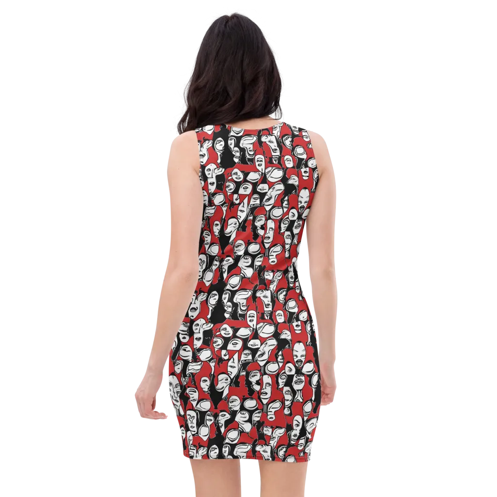 Crimson Chorus on Bodycon Dress — Back