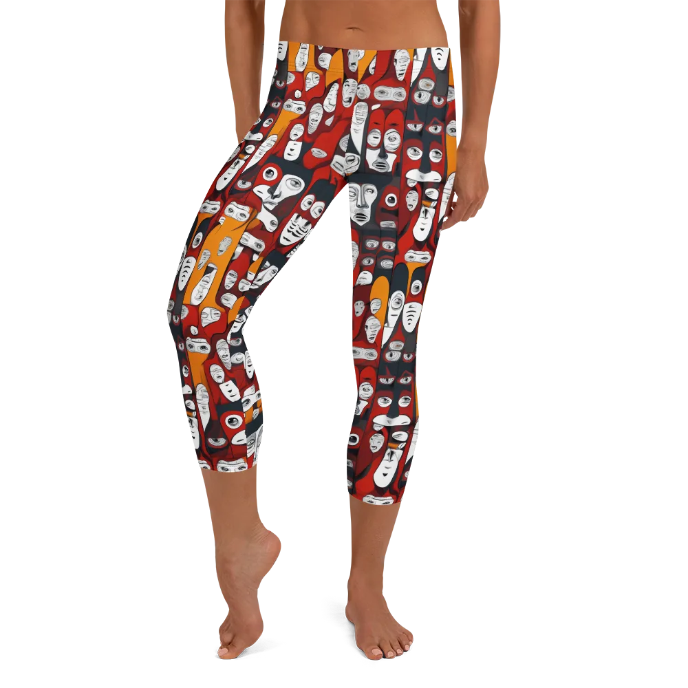 Crimson Visions on Capri Leggings — Front