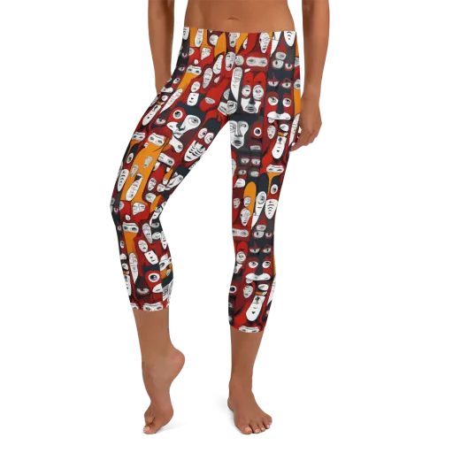 Crimson Visions on a Capri Leggings