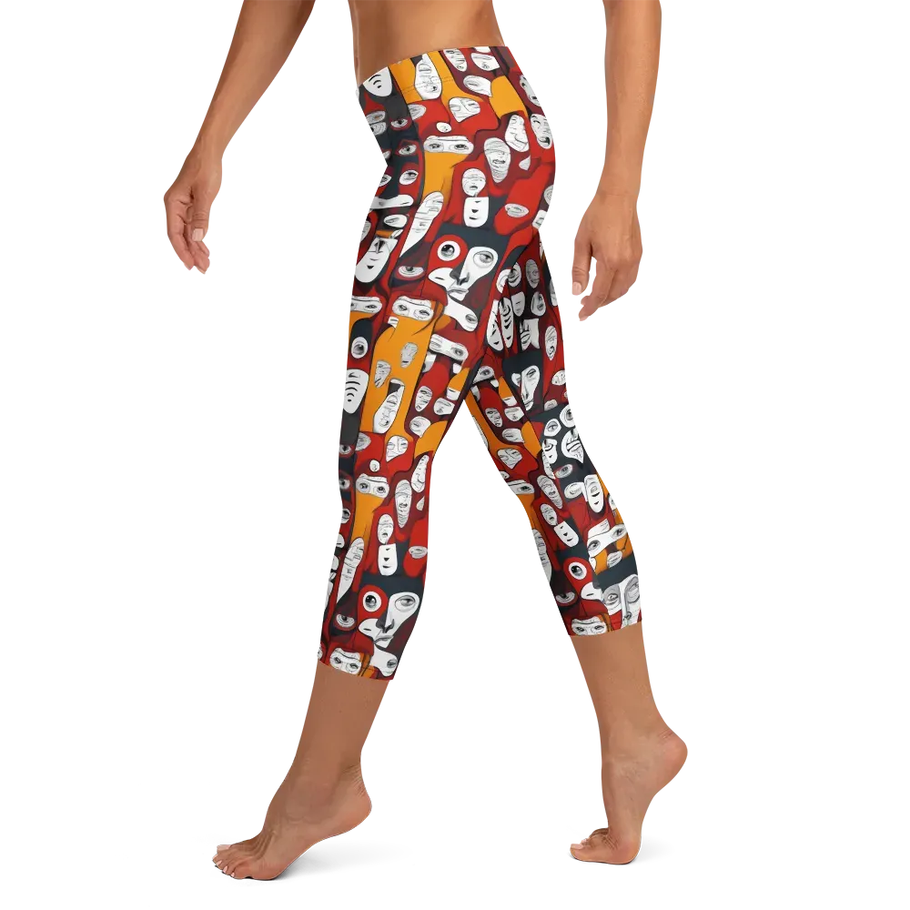Crimson Visions on Capri Leggings — Left