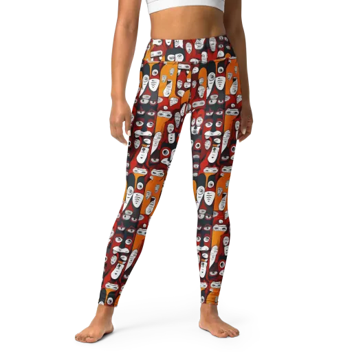 Crimson Visions on a Yoga Leggings