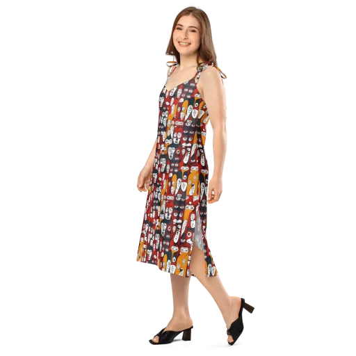 Crimson Visions on a Slip Dress