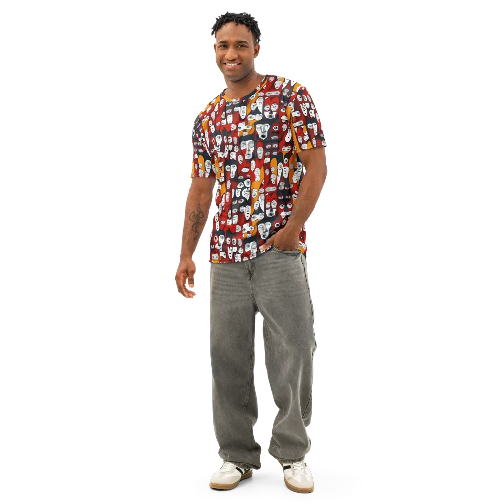 Crimson Visions on Men's Cotton Crew Neck T-Shirt — Front