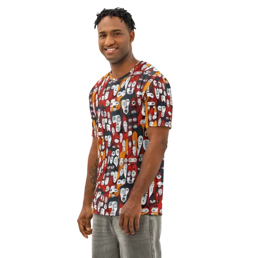Crimson Visions on a Men's Cotton Crew Neck T-Shirt