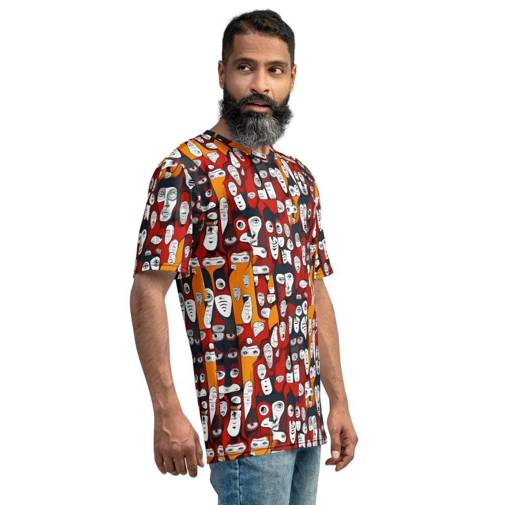 Crimson Visions on Men's Crew Neck T-Shirt — Right sleeve
