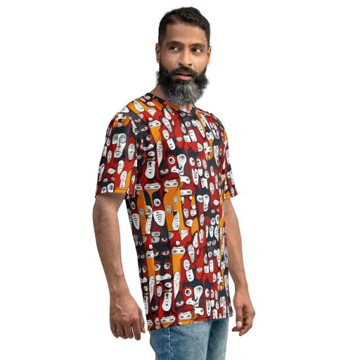 Crimson Visions on a Men's Crew Neck T-Shirt
