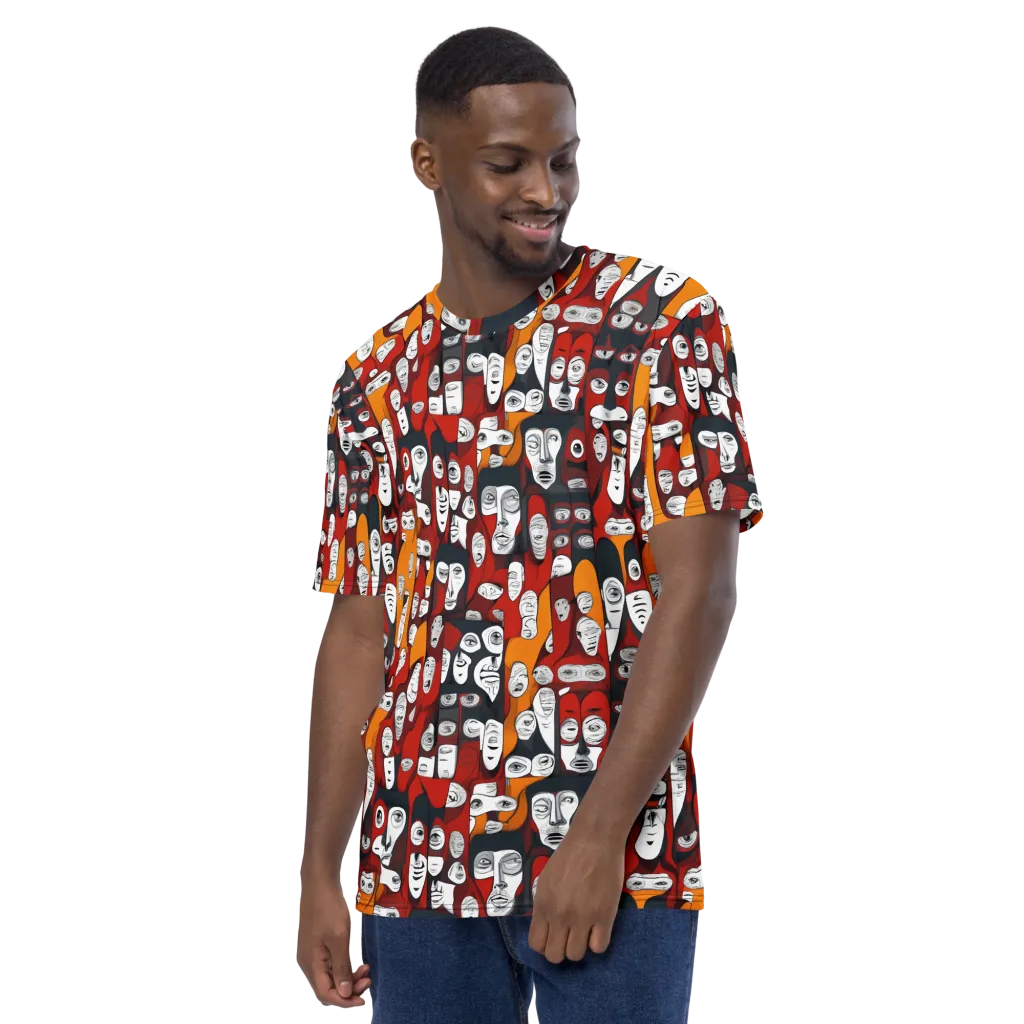 Crimson Visions on Men's Crew Neck T-Shirt — Left sleeve
