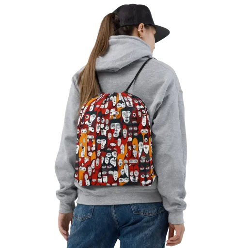 Crimson Visions on a Drawstring Bag