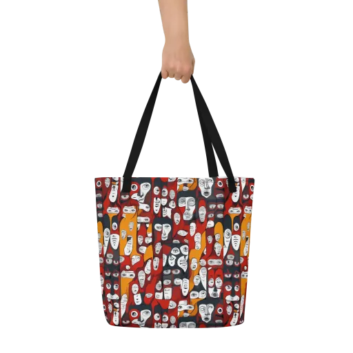 Crimson Visions on a Large Tote Bag W/ Pocket