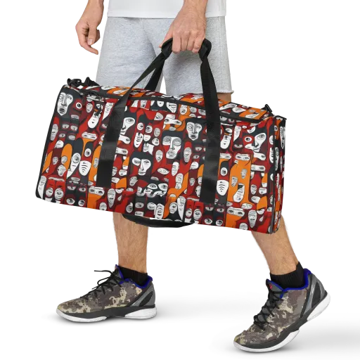 Crimson Visions on a Duffle Bag