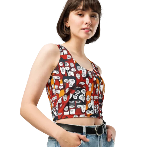 Crimson Visions on a Crop Top