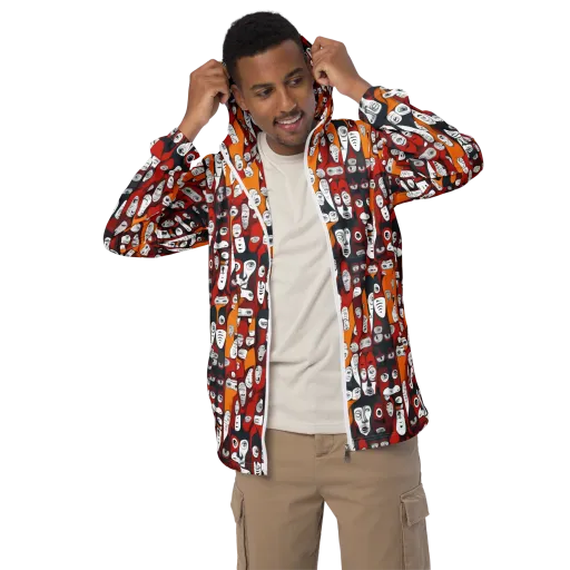 Crimson Visions on a Men's Windbreaker