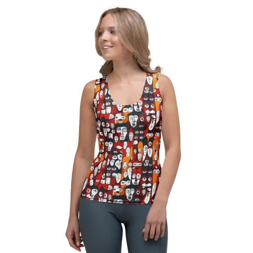 Crimson Visions on a Women's Tank Top