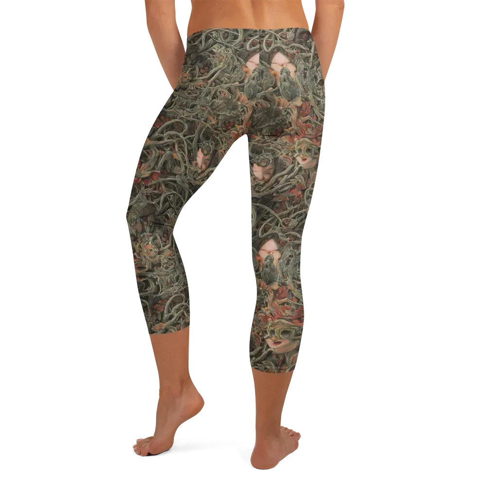 Olive Labyrinth on Capri Leggings — Back