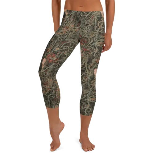 Olive Labyrinth on a Capri Leggings