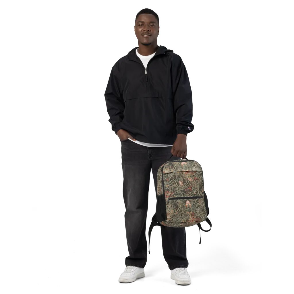 Olive Labyrinth on Utility Backpack — Front