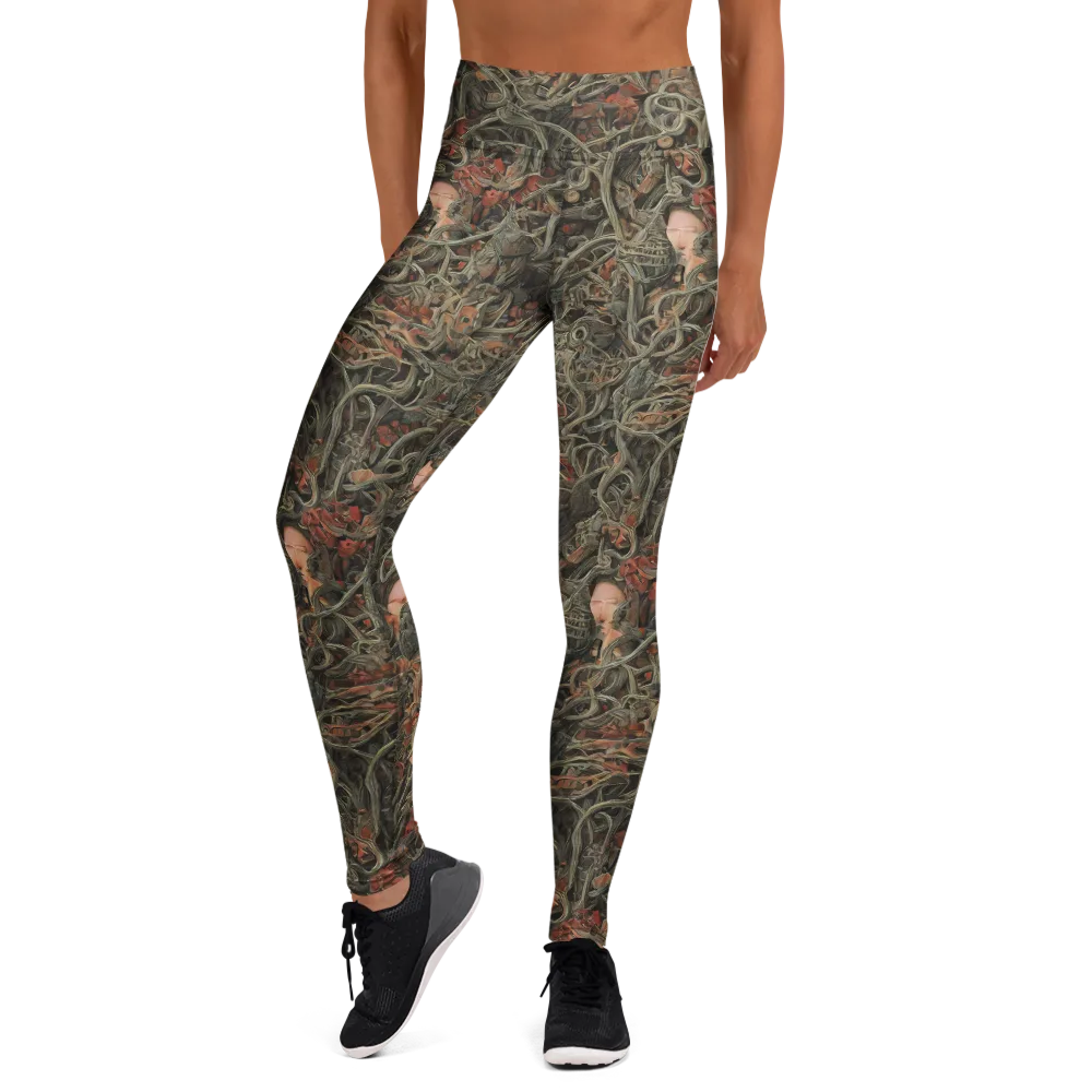 Olive Labyrinth on Yoga Leggings — Front