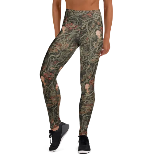 Olive Labyrinth on a Yoga Leggings