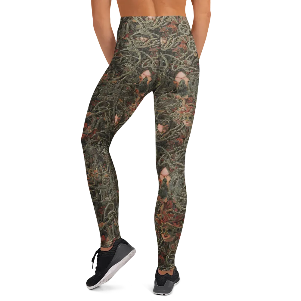 Olive Labyrinth on Yoga Leggings — Back