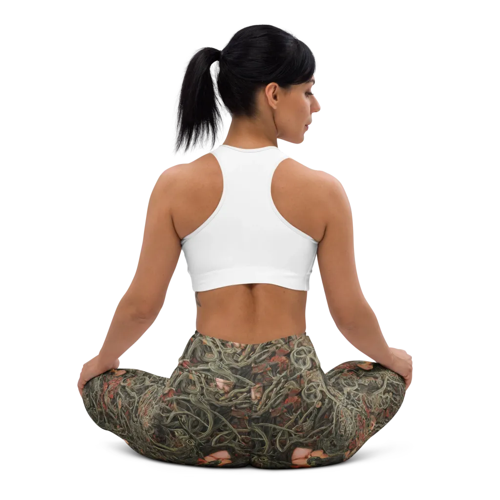 Olive Labyrinth on Yoga Leggings — Back waist