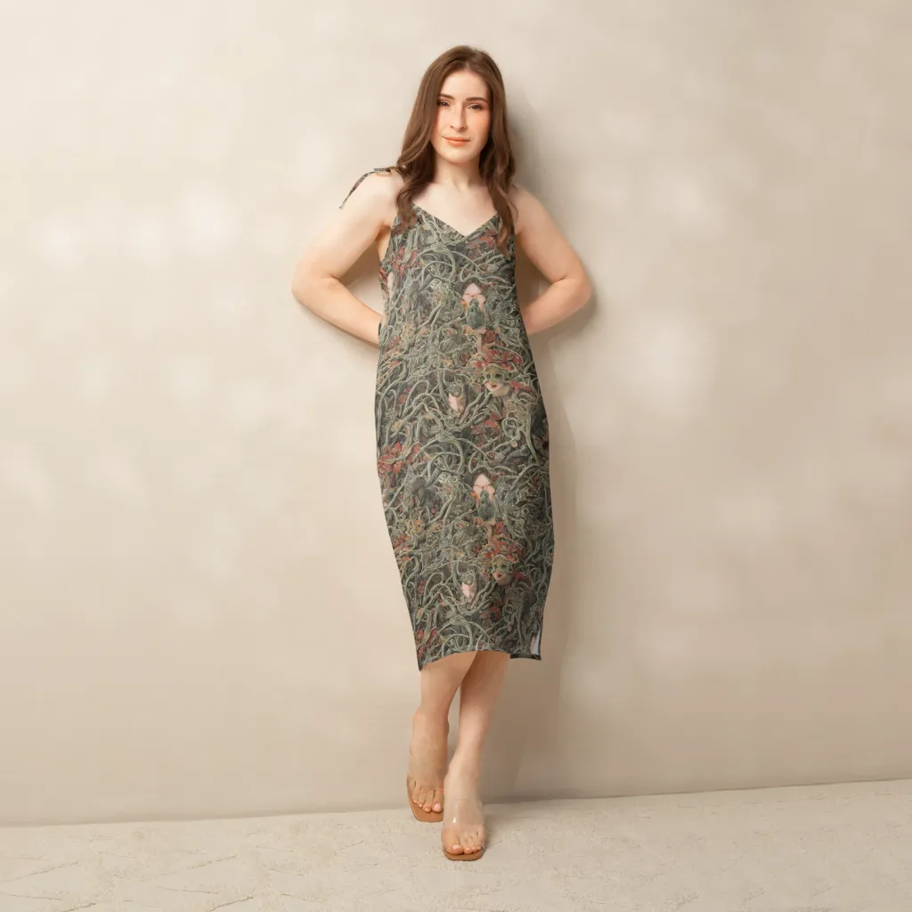 Olive Labyrinth on Slip Dress — Back print