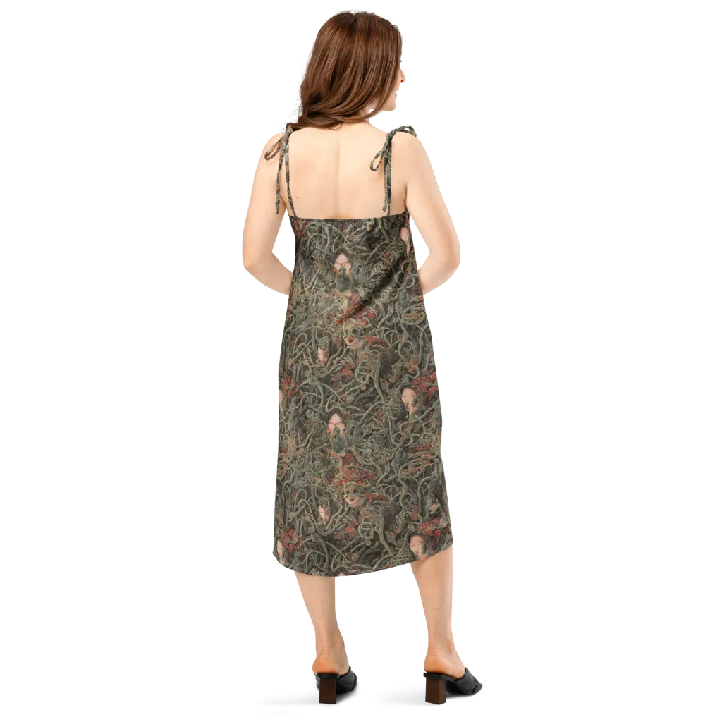 Olive Labyrinth on Slip Dress — Back