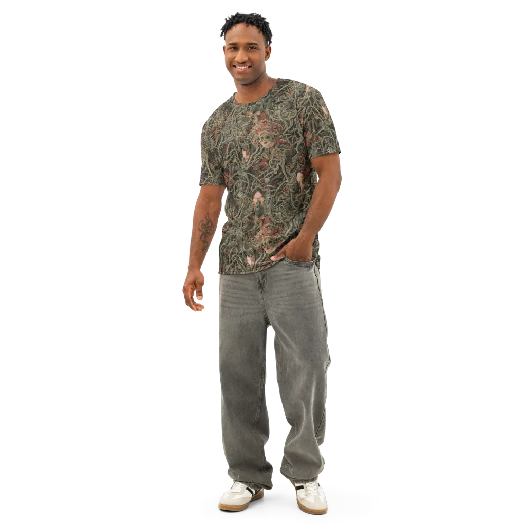 Olive Labyrinth on Men's Cotton Crew Neck T-Shirt — Front