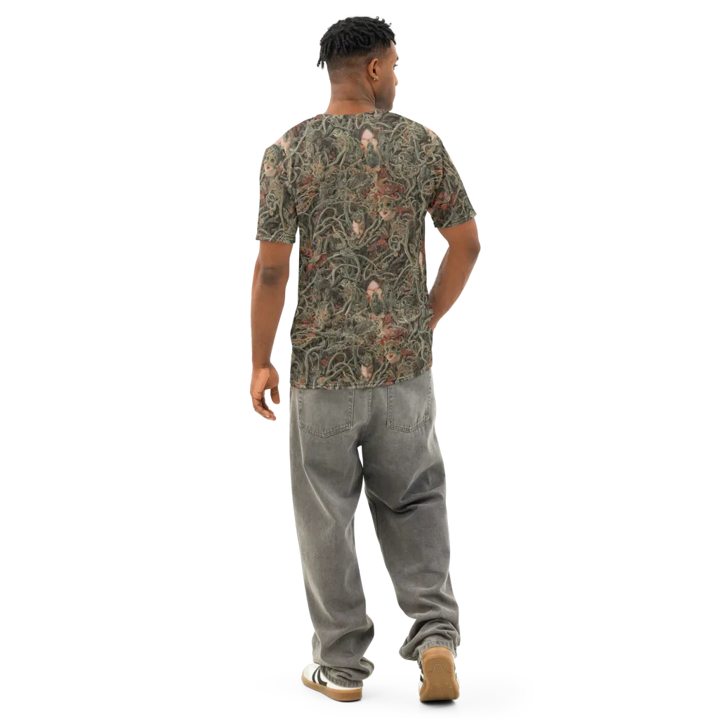 Olive Labyrinth on Men's Cotton Crew Neck T-Shirt — Back